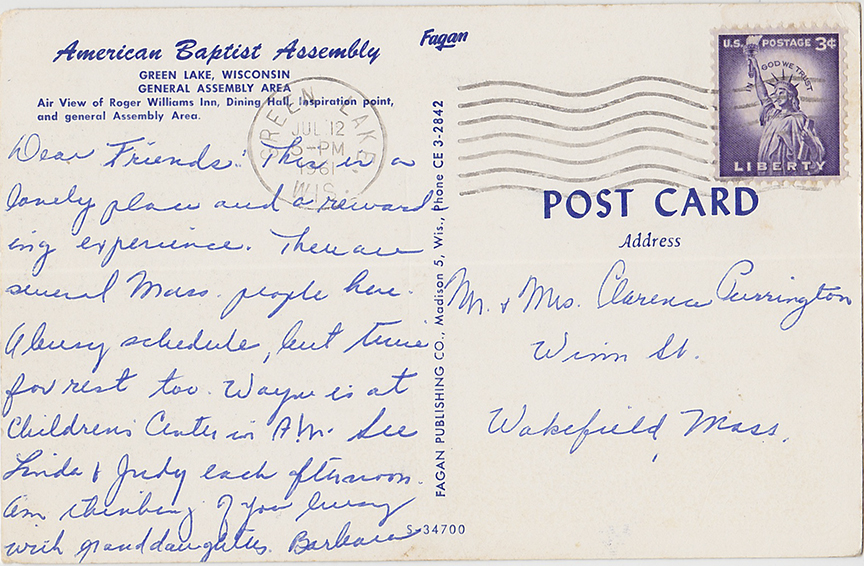 10490-American Baptist Assembly, Roger Williams Inn-Canceled 1961