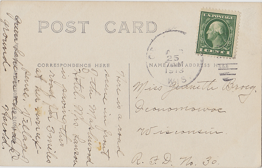 10661-Maplewood Drive Green Lake, WI - Postmarked 1913