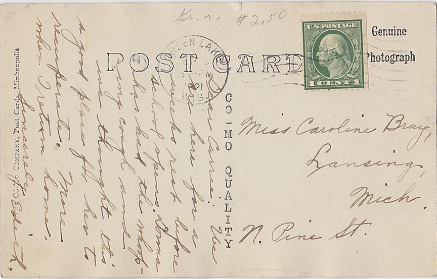 11125b - Lovers Lane, Lake Street - Postmarked 1921