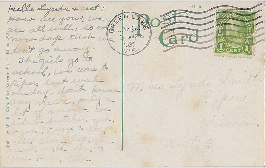 10005-Green Lake Bible Institute -Postmarked 1935