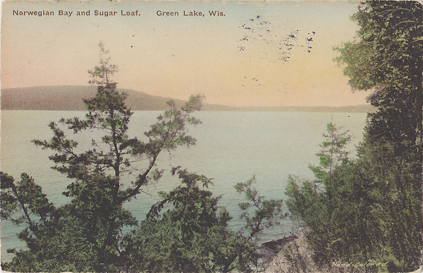 10191-Norwegian Bay and Sugar Loaf, Green Lake Wis.-Postmarked 1924