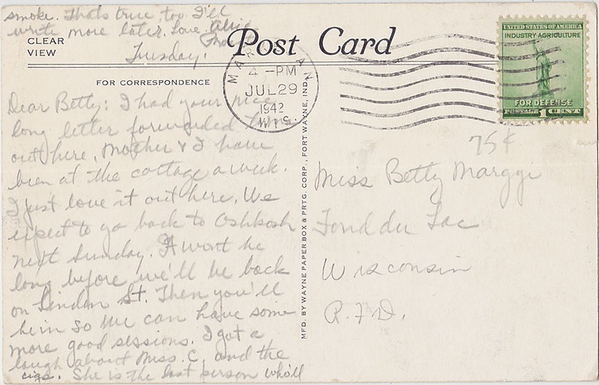 10235-Ideal Beach Cottages, Green Lake Lake Terrace, Green Lake, Wisconsin-Canceled 1942