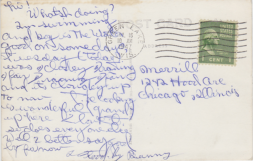 10260-Northern Lights Lodge, Green Lake, Wis.-Canceled 1947