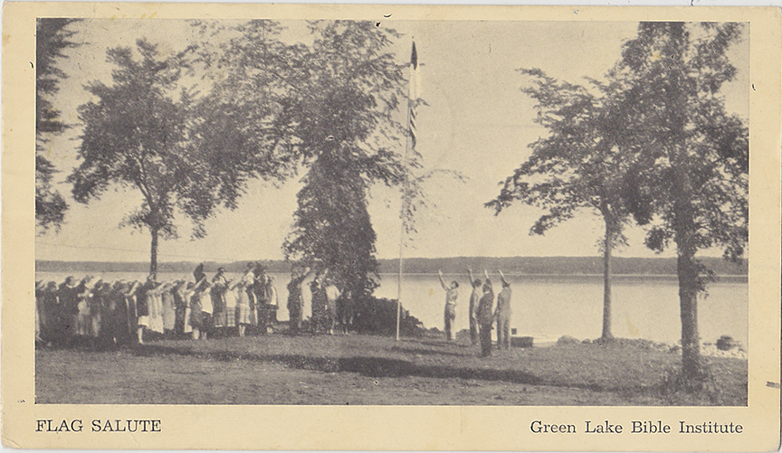 10313-Flag Salute, Green Lake Bible Institute-Postmarked 1932