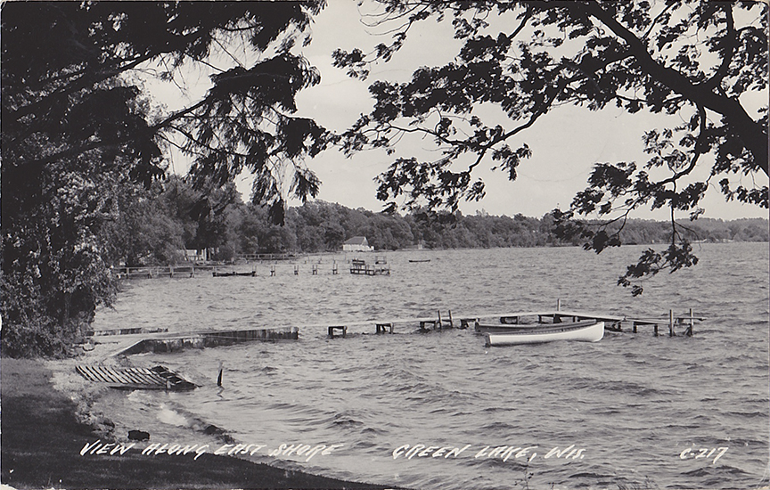 10433-View along East Shore, Green Lake, Wis-Postmarked 1957