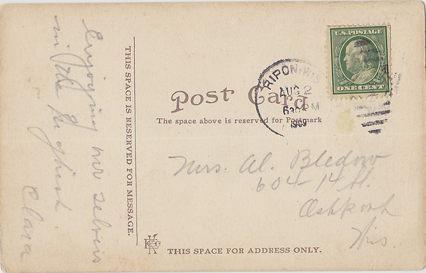 10502-"A Good Catch." Green Lake, WIS.-Postmarked 08/02/1909