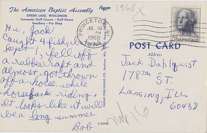 10516-The American Baptist Assembly Green Lake, Wisconsin Lawsonia Golf Course - Golf House Snackery - Pro Shop. Postmarked 1968