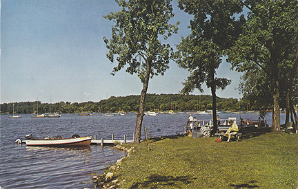 10598-The beautiful Water front and Boat Harbor from Gordon's Sunset Point Green Lake, Wisconsin