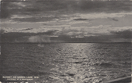 10644-Sunset on Green Lake, WIS. Copyright by H. Montgomery-Postmarked 1918