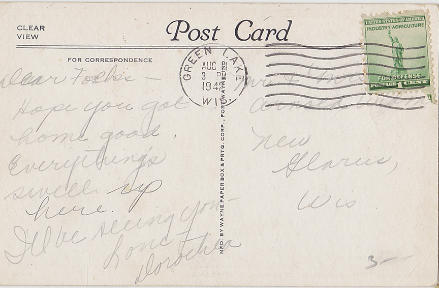 10696-Bible Institute Building, Green Lake, Wisconsin-Postmarked 1942