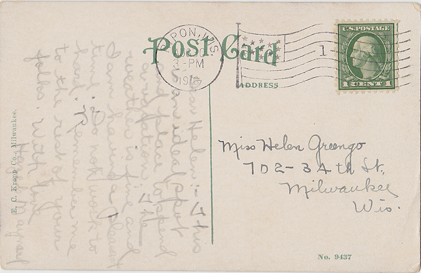 10750-Girls' Friendly Society Holiday House, Green Lake, Wis.-Postmarked 1916