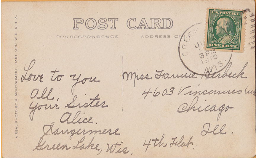 10871-Oakwood Hotel, Green Lake, WIS.-Postmarked 1910