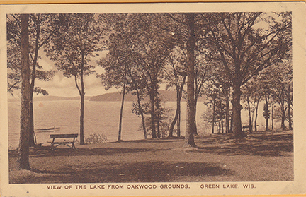 10901-View of the lake from Oakwood Grounds, Green Lake, WIS.