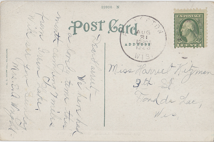 10912-"The Oakwood" Landing, Green Lake, WIs.-Postmarked 1923