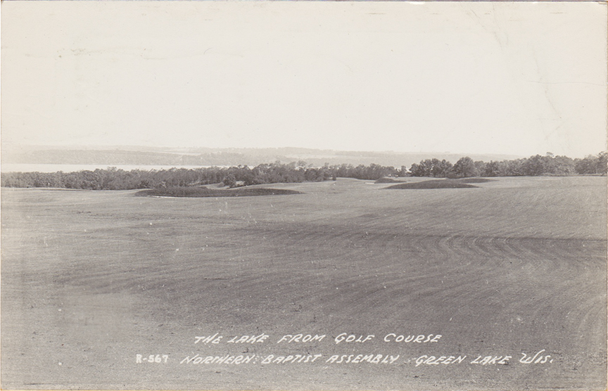 10936-The lake from golf course Northern Baptist Assembly, Green Lake, Wis. Postmarked1948