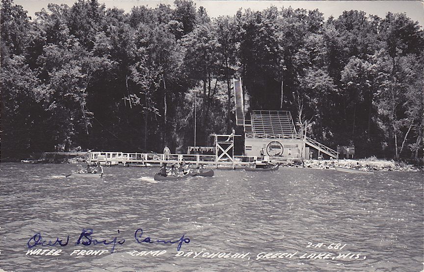 11025-Water front, Camp Daycholah, Green Lake-Postmarked 1956