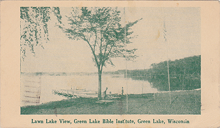 11043-Lawn Lake View, Green Lake Bible Institute, Green Lake, Wisconsin-Postmarked 1935