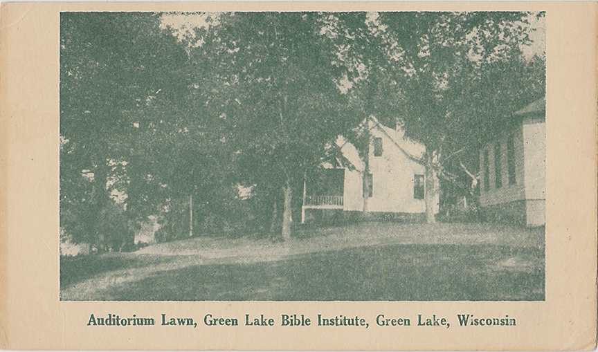 11090-Adirorium Lawn, Green Lake Bible Institute, Green Lake Wisconsin-Postmarked 1937