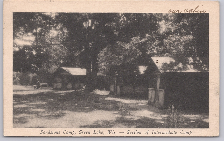 11153-Sandstone Camp, Green Lake, Wis., Section of the Intermediate Camp-Postmarked 1935