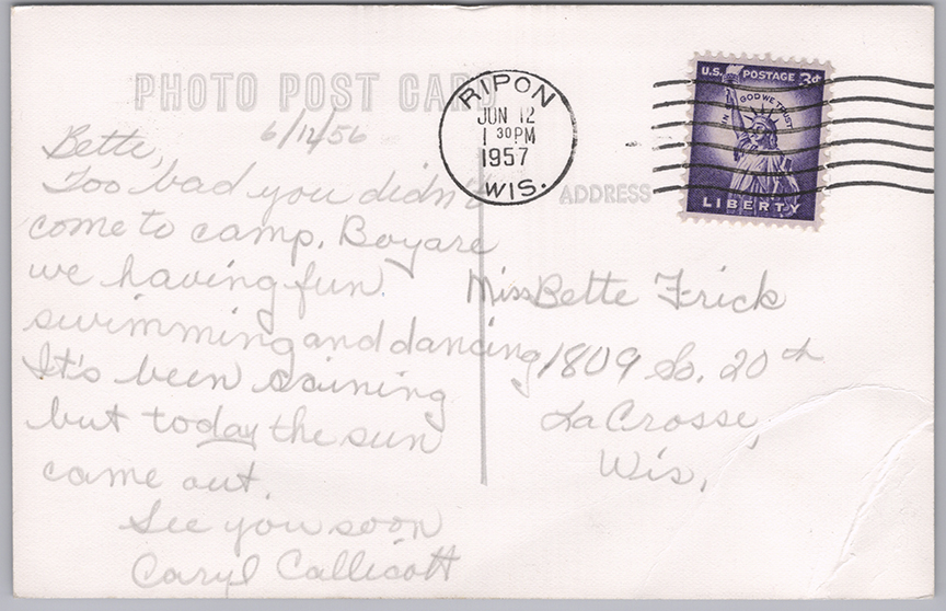 11166-Pilgrim Camp Chapel-Green Lake Bible Institute-Postmarked 1957