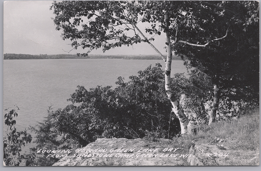 11168-Looking toward Green Lake Bay from Sandstone Camp, Green Lake, Wis.-Postmarked 1953