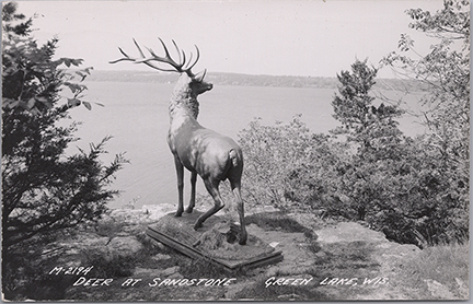 11174-Deer at Sandstone, Green Lake, Wis.-Postmarked 1948