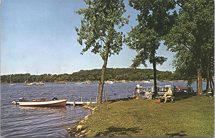 11247-The Beautiful Water Front and Boat Harbor from Gordon's Sunset Point, Green Lake, Wisconsin.