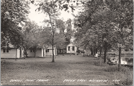 11340-Sunset Point Cabins Green Lake, Wis.-Cancel 1946