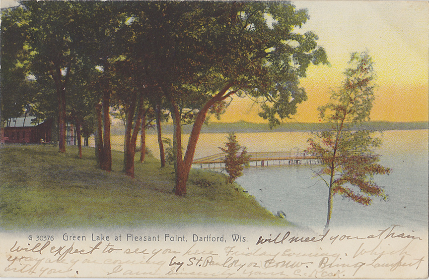 10185-Green Lake at Pleasant Point, Dartford, Wis.-Postmarked 1907