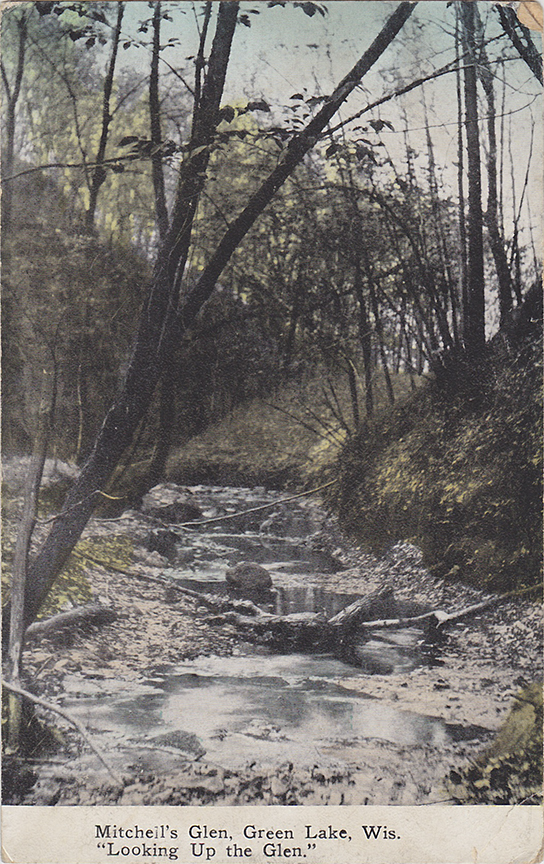 10217-Mitchell's Glen, Green Lake, Wis. "Looking up the Glen."-Postmarked 1911