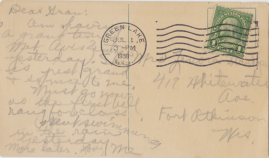 10219-Mitchell's Glen, Green Lake, Wis.-Postmarked 1938