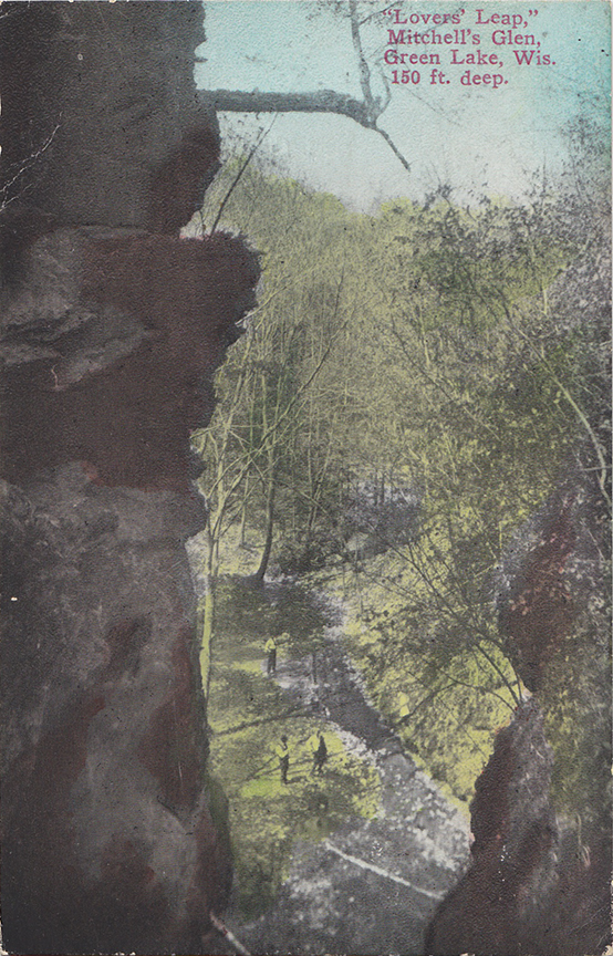 10224-"Lover's Leap" Mitchell's glen, Green Lake, Wis. 150 ft. deep-Postmarked 1911