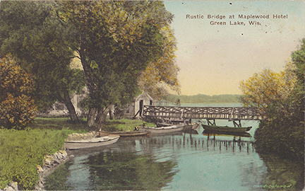 10253-Rustic Bridge at Maplewood Hotel, Green Lake, Wis.-Postmarked 1931