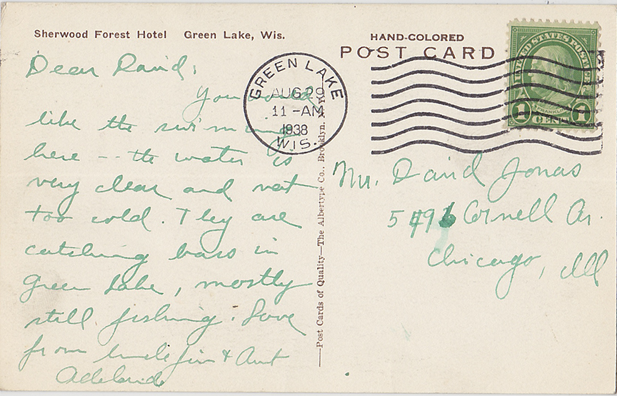 10276-Sherwood Forest Hotel, Green Lake, Wis.-Postmarked 1938