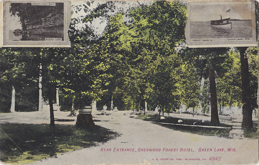 10280-Rear Entrance, Sherwood Forest Hotel, Green Lake, Wis.-Postmarked 1908