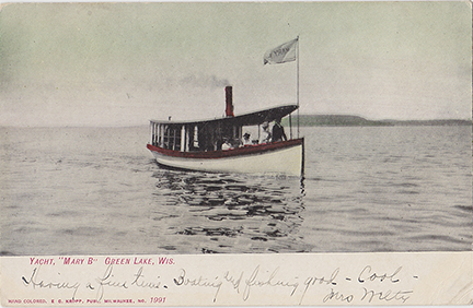 10379-Yacht, "Mary B"-Green Lake, Wis.-Postmarked 1908