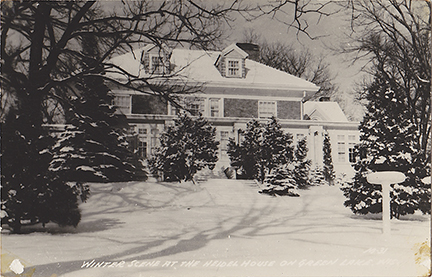 10657-Winter Scene at the Heidel House on Big Green Lake, WI-Postmarked 1956