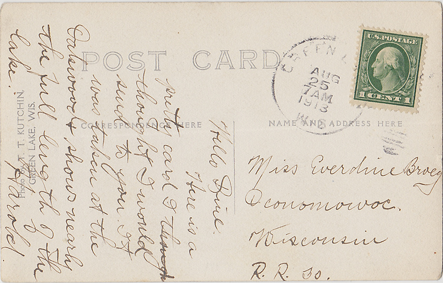 10663-Sherwood Forest Green Lake, WIS.-Postmarked 1913