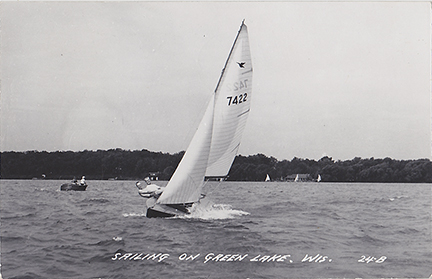 10710-Sailing on Green Lake, Wis.-Postmarked 1957