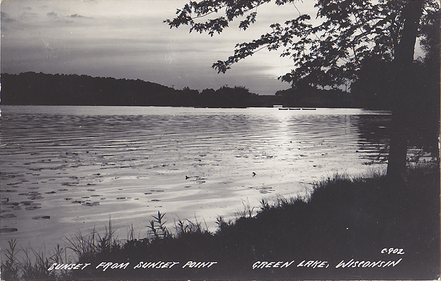 10749-Sunset from Sunset Point Green Lake, Wisconsin-Postmarked 1951