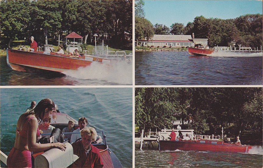 10876-The famous United States Marine Postal Delivery around beautiful green Lake, by Norton Marina, Green Lake, Wisconsin.