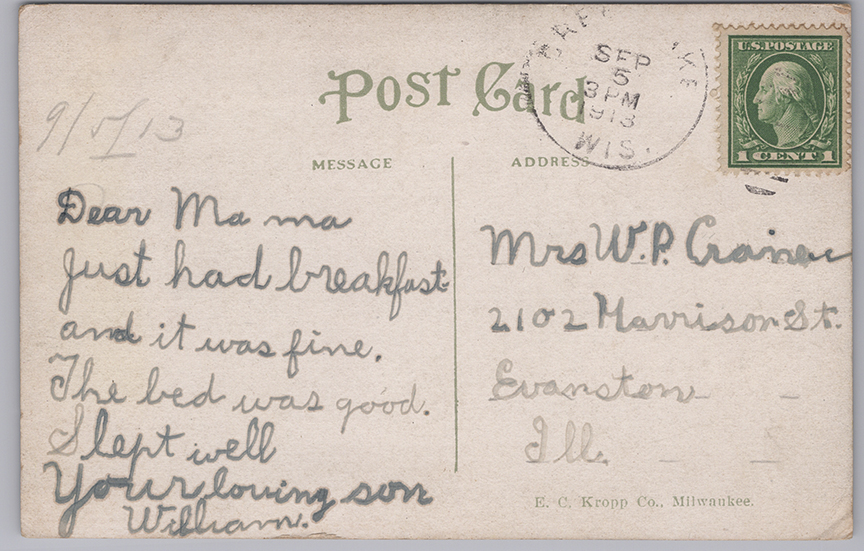 11197-Pleasant Point House, Green Lake, WIS., -Postmarked 1913