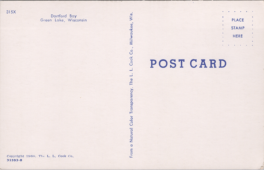 11238-Dartford Bay, Green Lake, Wis.-Dated 1960