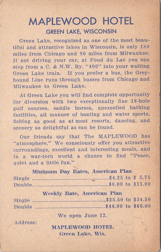 11279-Plan a Vacation this summer at Maplewood on Green Lake, WIS.