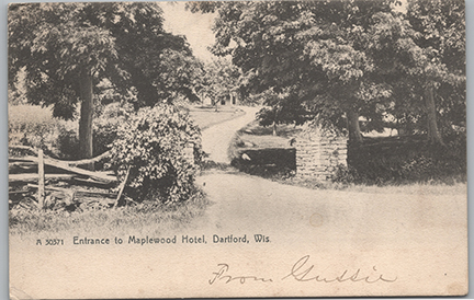 11291-Entrance to Maplewood Hotel, Dartford, Wis.-Postmarked 1906