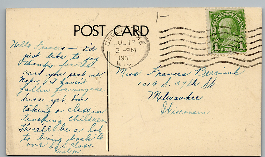 11334-Mitchell's Glen Green Lake Bible Institute-Postmarked 1931