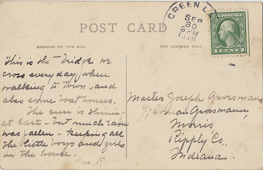 10350-Concrete Bridge. Green Lake, Wis. - Postmarked 1915