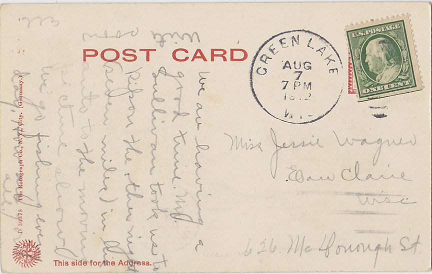 10537-Court House, Dartford, Wis. (Green Lake)-Postmarked 1912