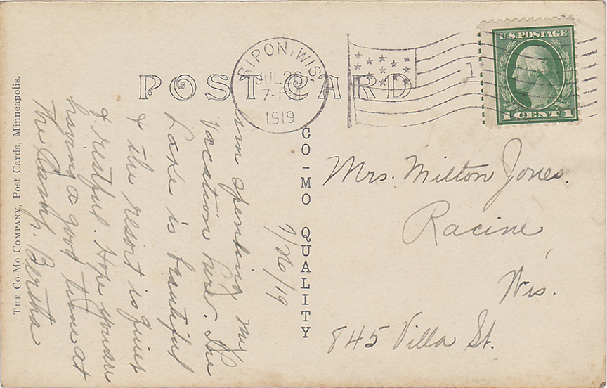 10782-Spring Grove, Green Lake, Wis. - Postmarked 1919