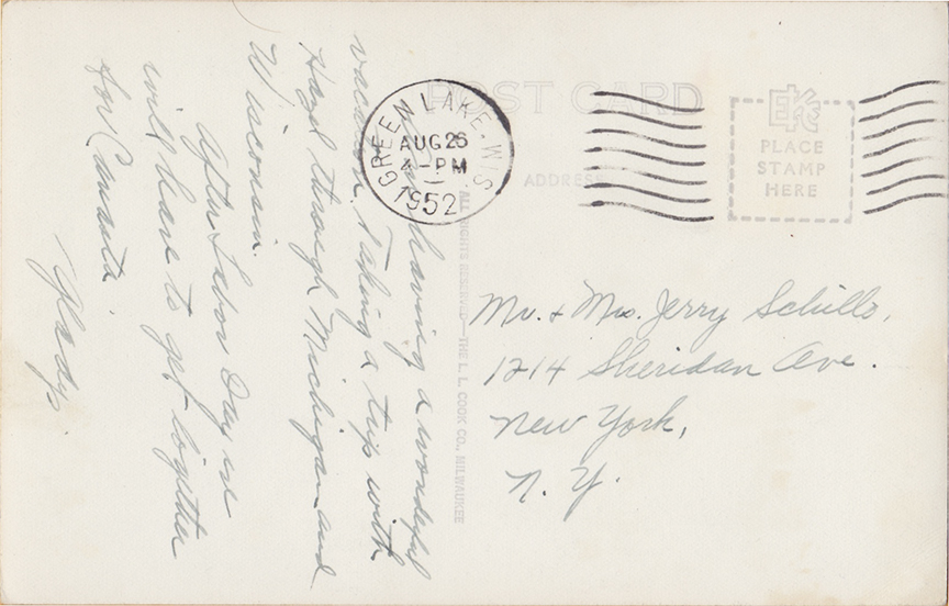 10927-City Park, Green Lake, WIS. - Postmarked 1952